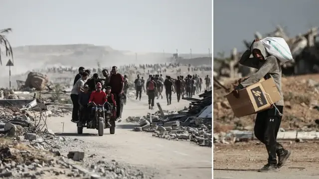 Açlıkla mücadele eden Gazzeliler tehlikeli yolu: Yardım dağıtım bölgesine akın ediyorlar