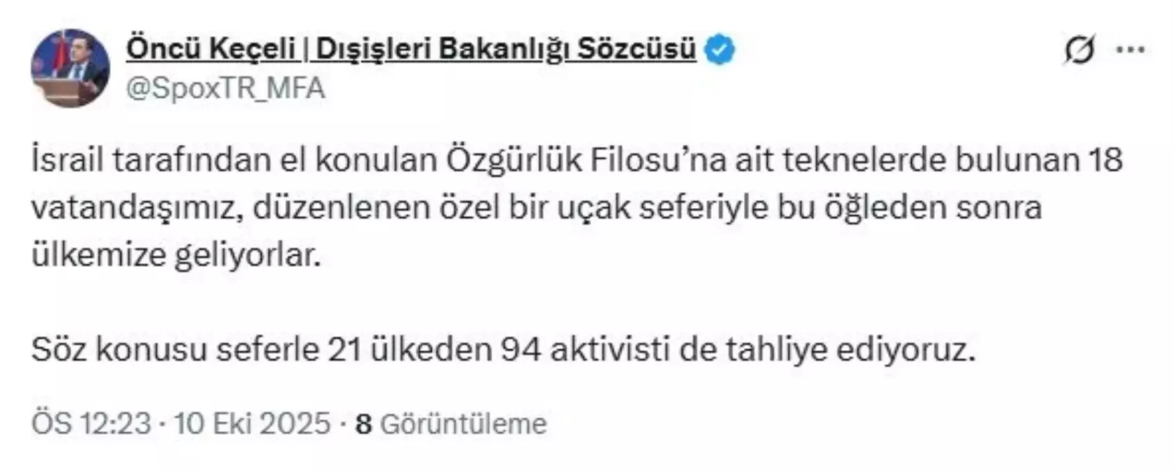İsrail’den 18 Türk Vatandaşı Yurda Getiriliyor